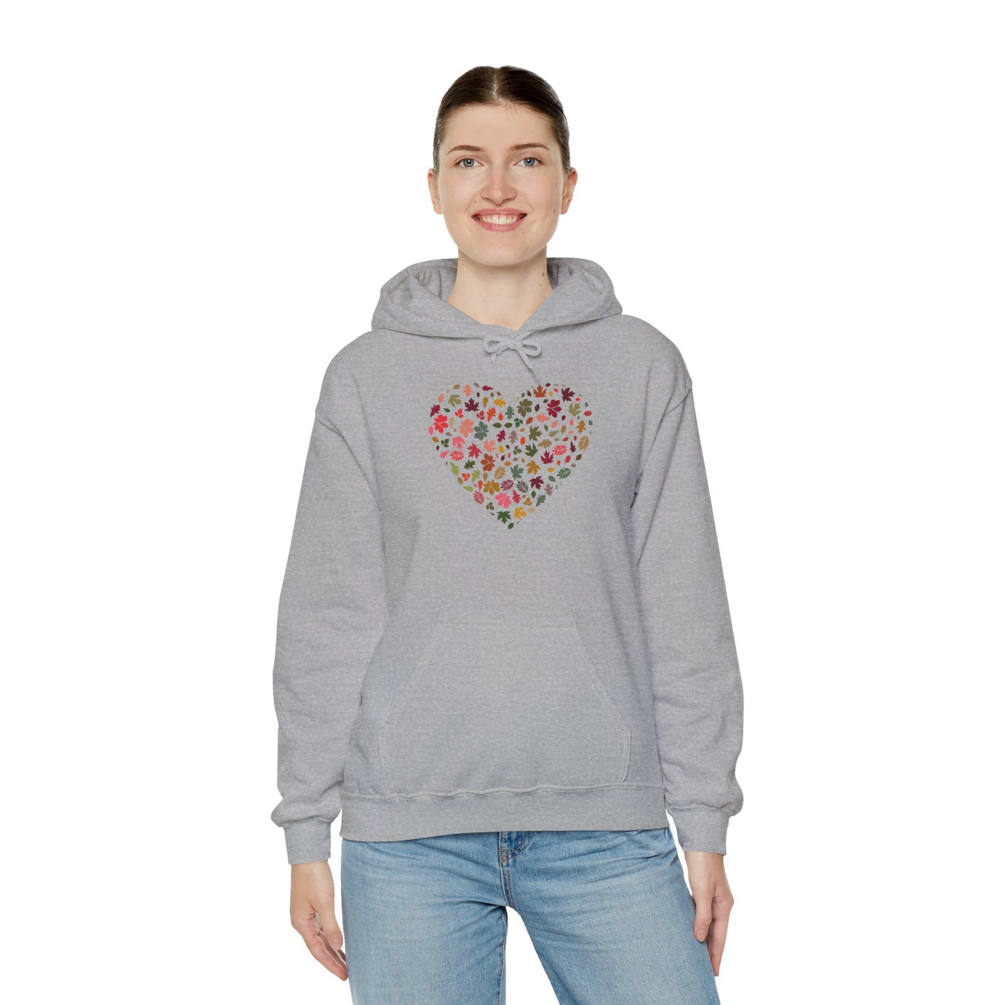 Pretty Leaf Print Hearts Hoodie