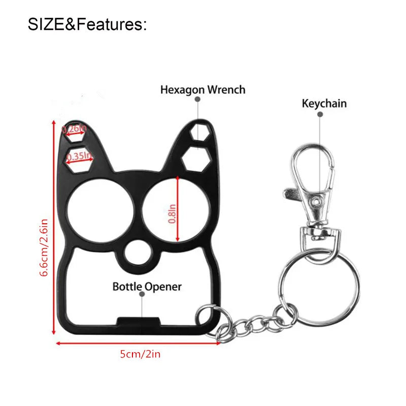 Multifunctional Cute Cat Keychain Tool – Bottle Opener, Screwdriver, and Outdoor Gadget