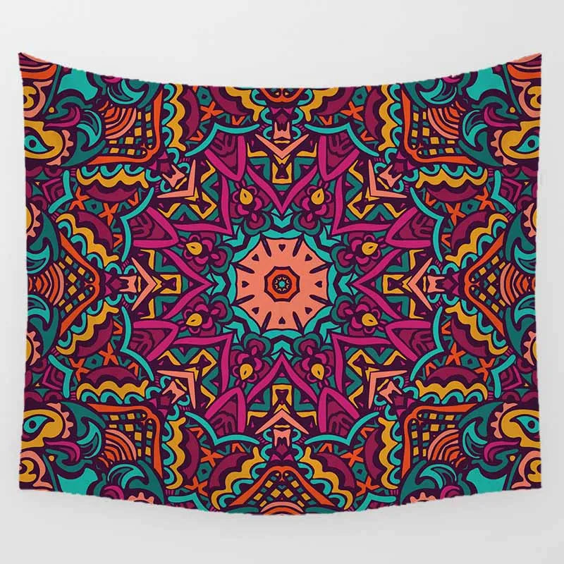 Gradient Color Mandala Tapestry Hawk Fly Pattern Wall