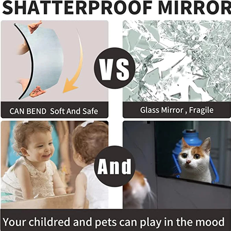 3D Self-adhesive Mirror Stickers Flexible Thicken DIY Art Mirrors
