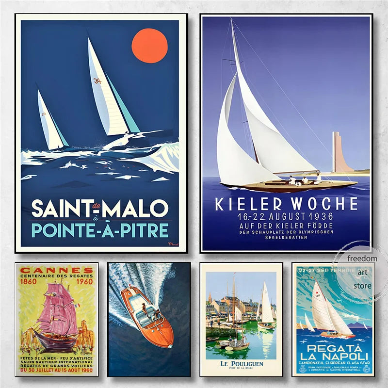 Nautical Sea Life Sailing Yacht Riva Aquarama Rivaboats Art Posters