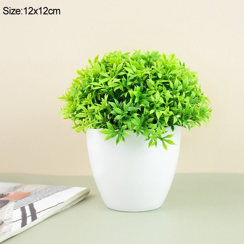 Artificial Plants Potted Green Bonsai Small Tree Grass Plants Pot Ornament Fake Flowers For Home Garden Decoration Wedding Party - StarJam Gifts