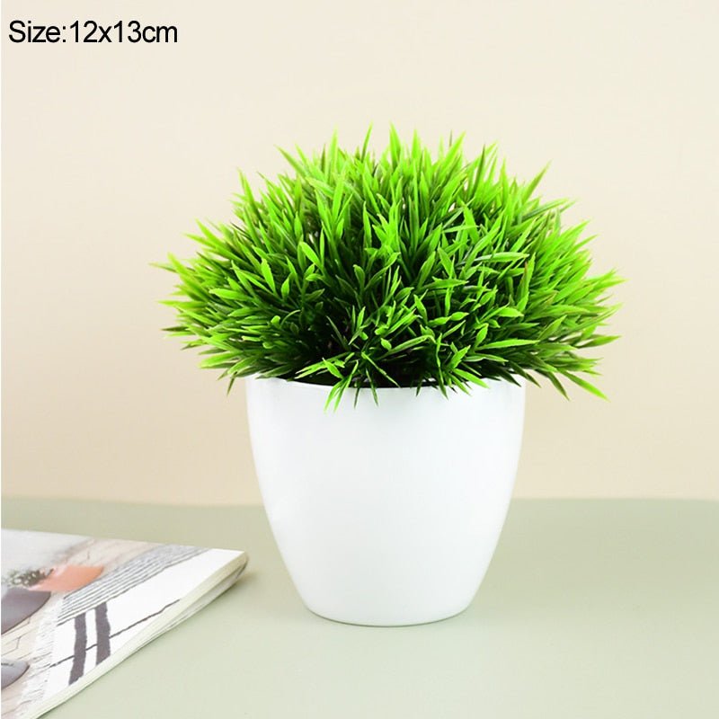 Artificial Plants Potted Green Bonsai Small Tree Grass Plants Pot Ornament Fake Flowers For Home Garden Decoration Wedding Party - StarJam Gifts
