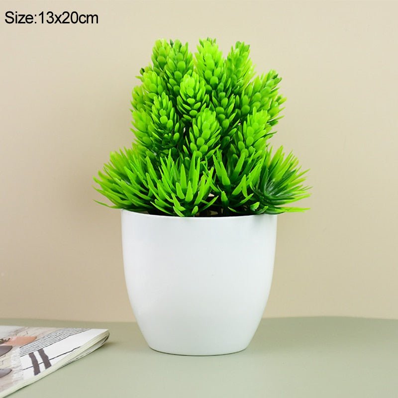 Artificial Plants Potted Green Bonsai Small Tree Grass Plants Pot Ornament Fake Flowers For Home Garden Decoration Wedding Party - StarJam Gifts