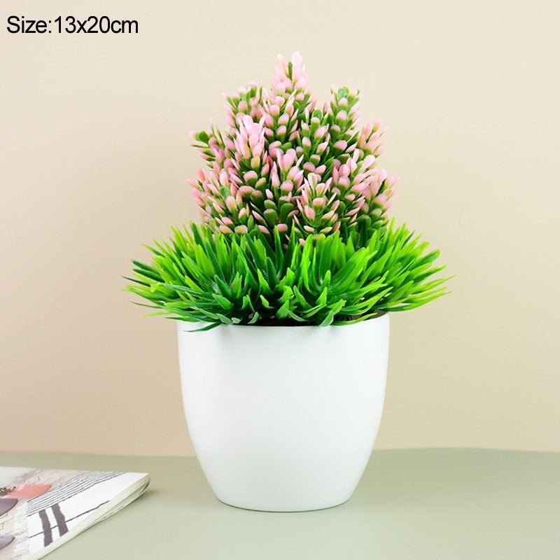 Artificial Plants Potted Green Bonsai Small Tree Grass Plants Pot Ornament Fake Flowers For Home Garden Decoration Wedding Party - StarJam Gifts