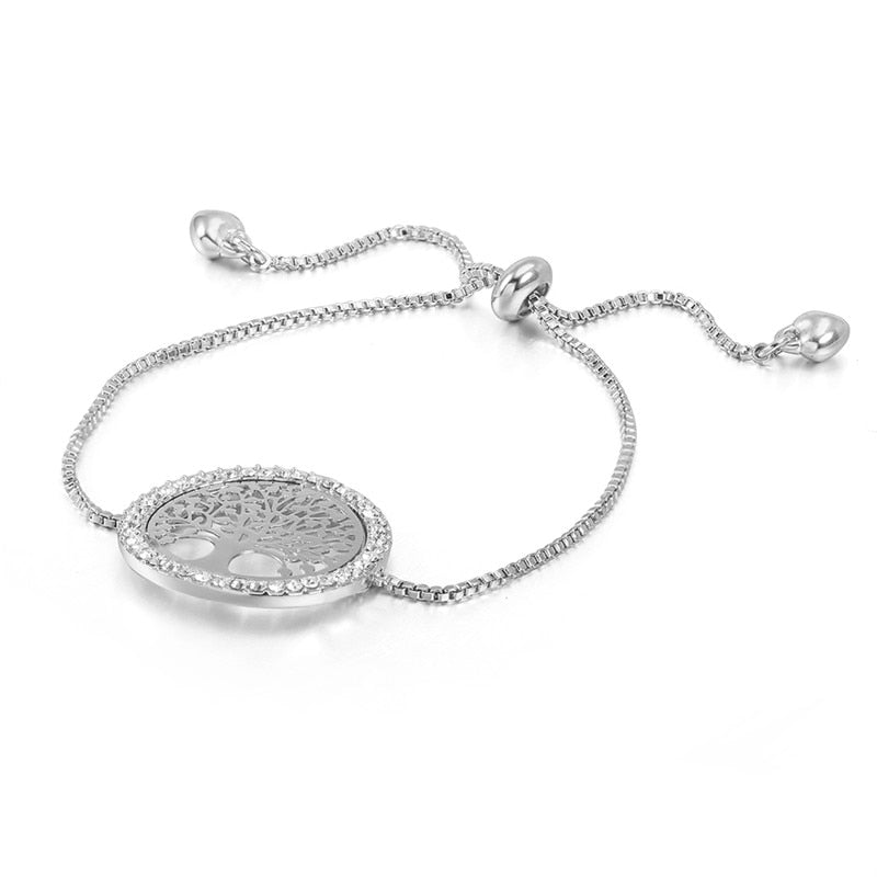 Crystal Gold Silvery Tree Of Life Charm Bracelets For Women Gift Pulseira Mujer Moda Adjustable Bracelet Femme Jewelry 2022 - StarJam Gifts
