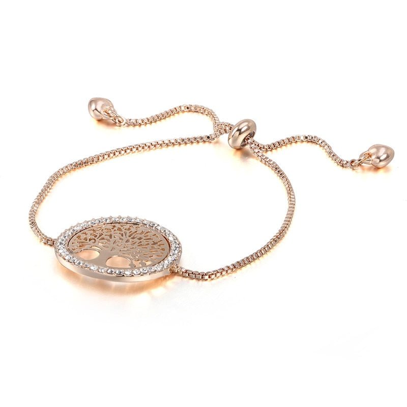 Crystal Gold Silvery Tree Of Life Charm Bracelets For Women Gift Pulseira Mujer Moda Adjustable Bracelet Femme Jewelry 2022 - StarJam Gifts