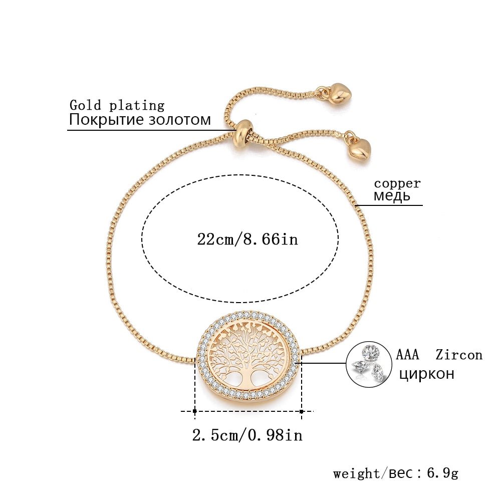 Crystal Gold Silvery Tree Of Life Charm Bracelets For Women Gift Pulseira Mujer Moda Adjustable Bracelet Femme Jewelry 2022 - StarJam Gifts