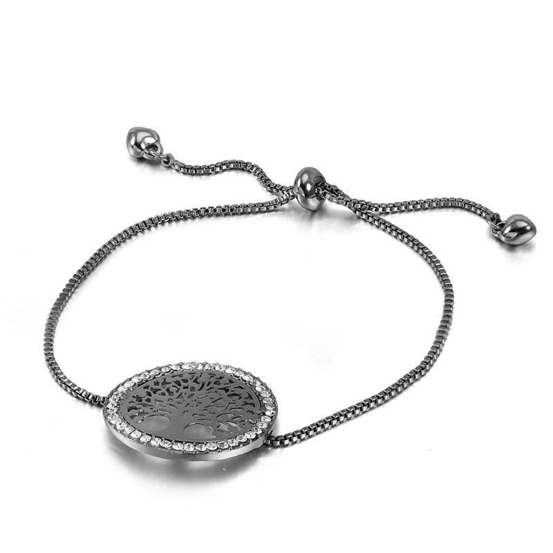 Crystal Gold Silvery Tree Of Life Charm Bracelets For Women Gift Pulseira Mujer Moda Adjustable Bracelet Femme Jewelry 2022 - StarJam Gifts
