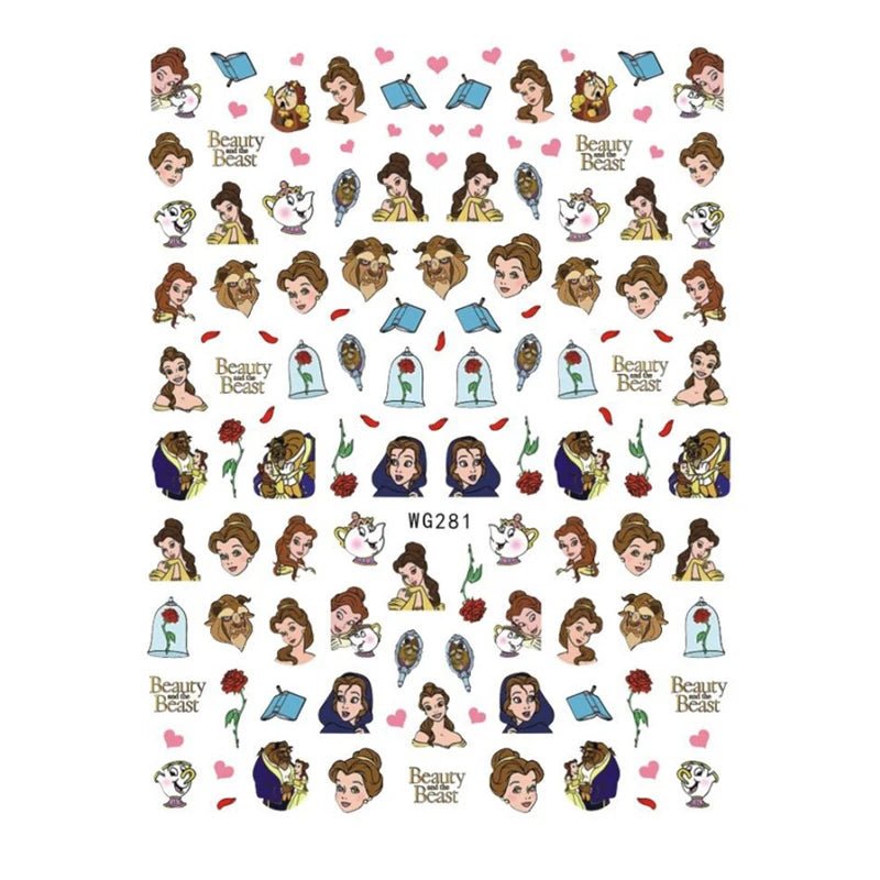 Disney Brand 3d Adhesive Nail Art Sticker Mickey Minnie Mermaid Princess Nail Slider Rose Flower Letter Lion Designer Decal - StarJam