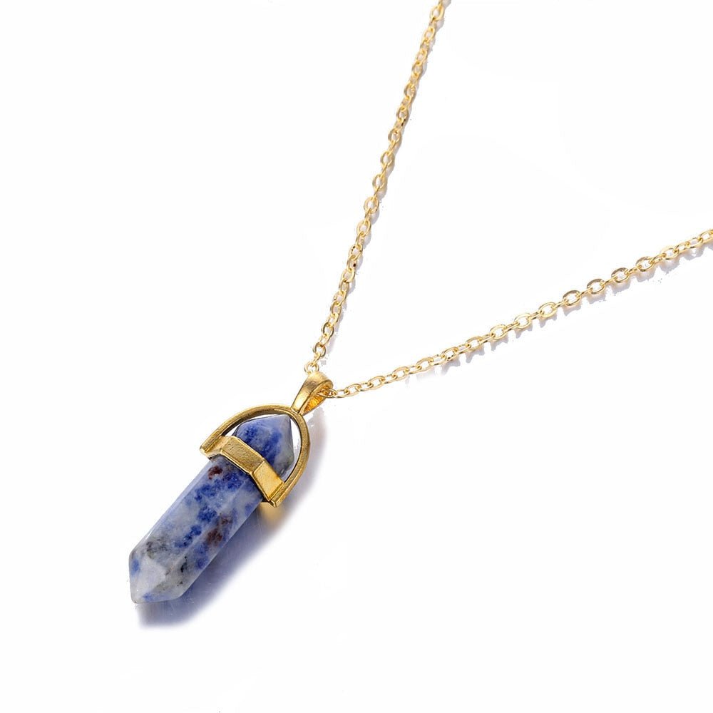 Fnio Crystal Pendant Necklace For Women Gold Color Natural Crystal Stone Pendants Choker Clavicle Necklaces - StarJam Gifts