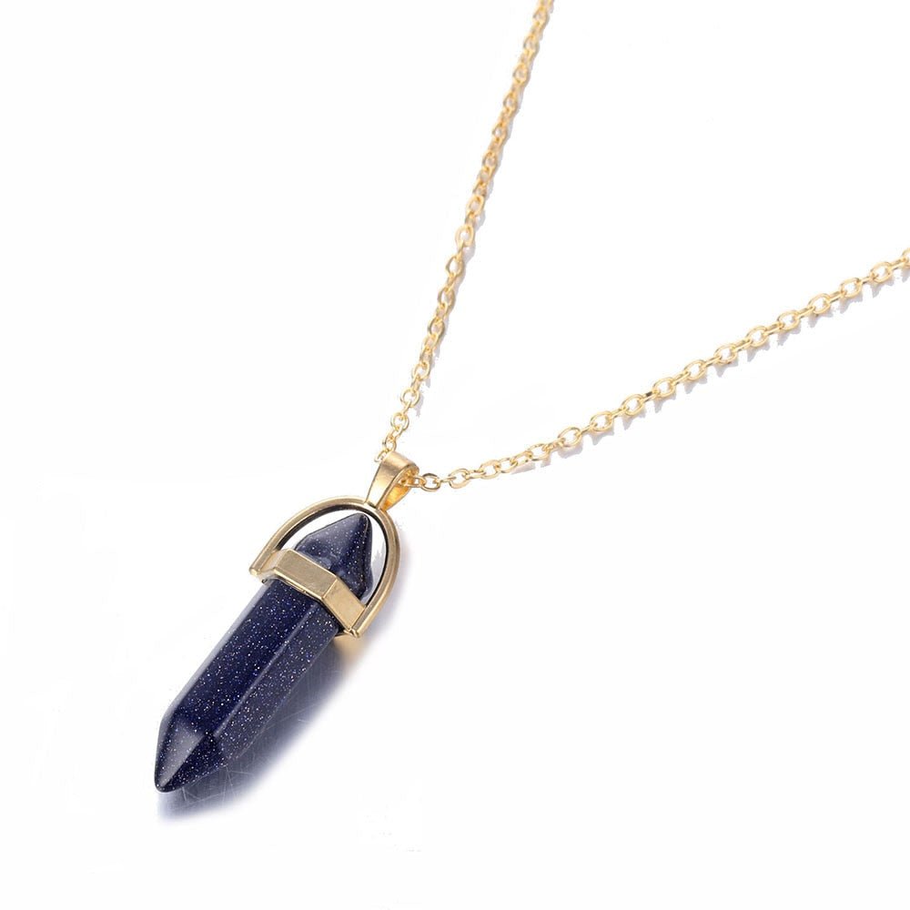Fnio Crystal Pendant Necklace For Women Gold Color Natural Crystal Stone Pendants Choker Clavicle Necklaces - StarJam Gifts