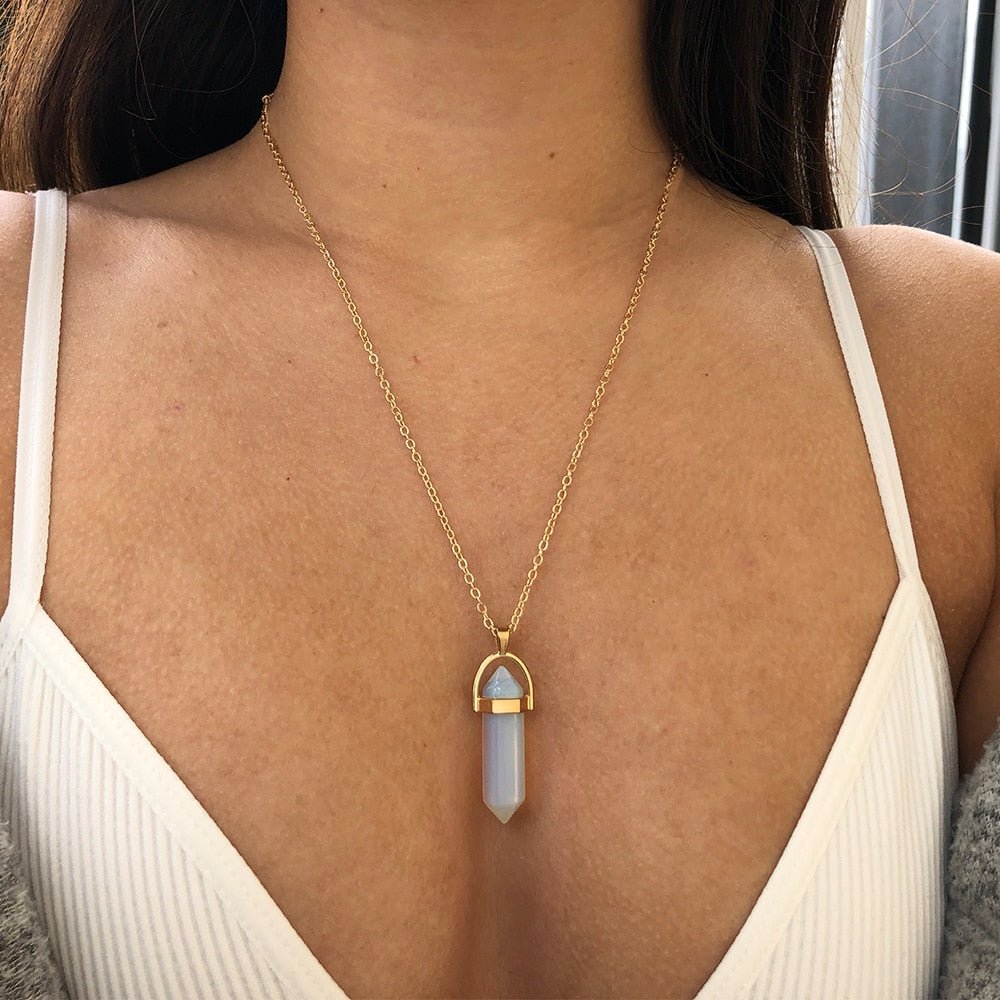 Fnio Crystal Pendant Necklace For Women Gold Color Natural Crystal Stone Pendants Choker Clavicle Necklaces - StarJam Gifts