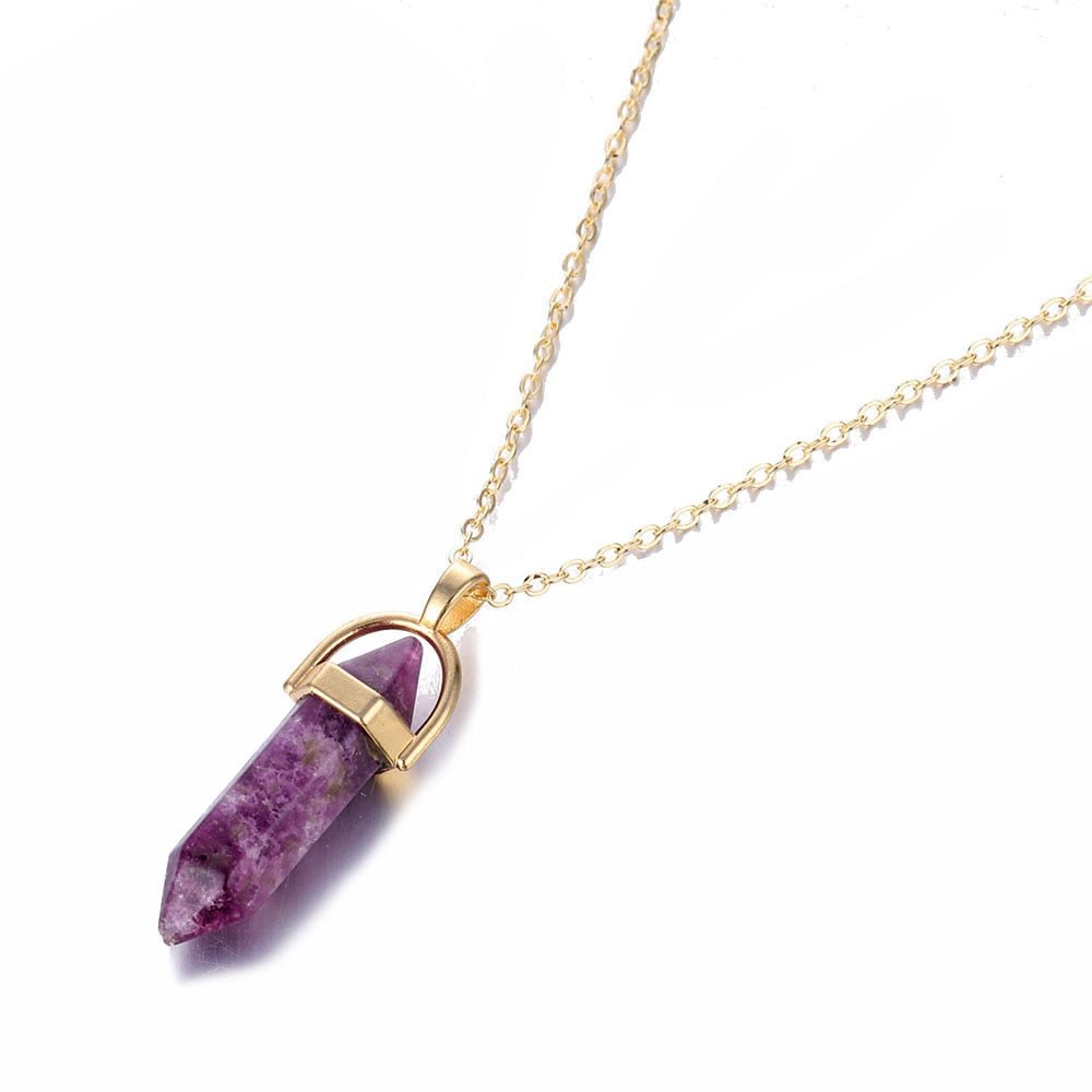 Fnio Crystal Pendant Necklace For Women Gold Color Natural Crystal Stone Pendants Choker Clavicle Necklaces - StarJam Gifts