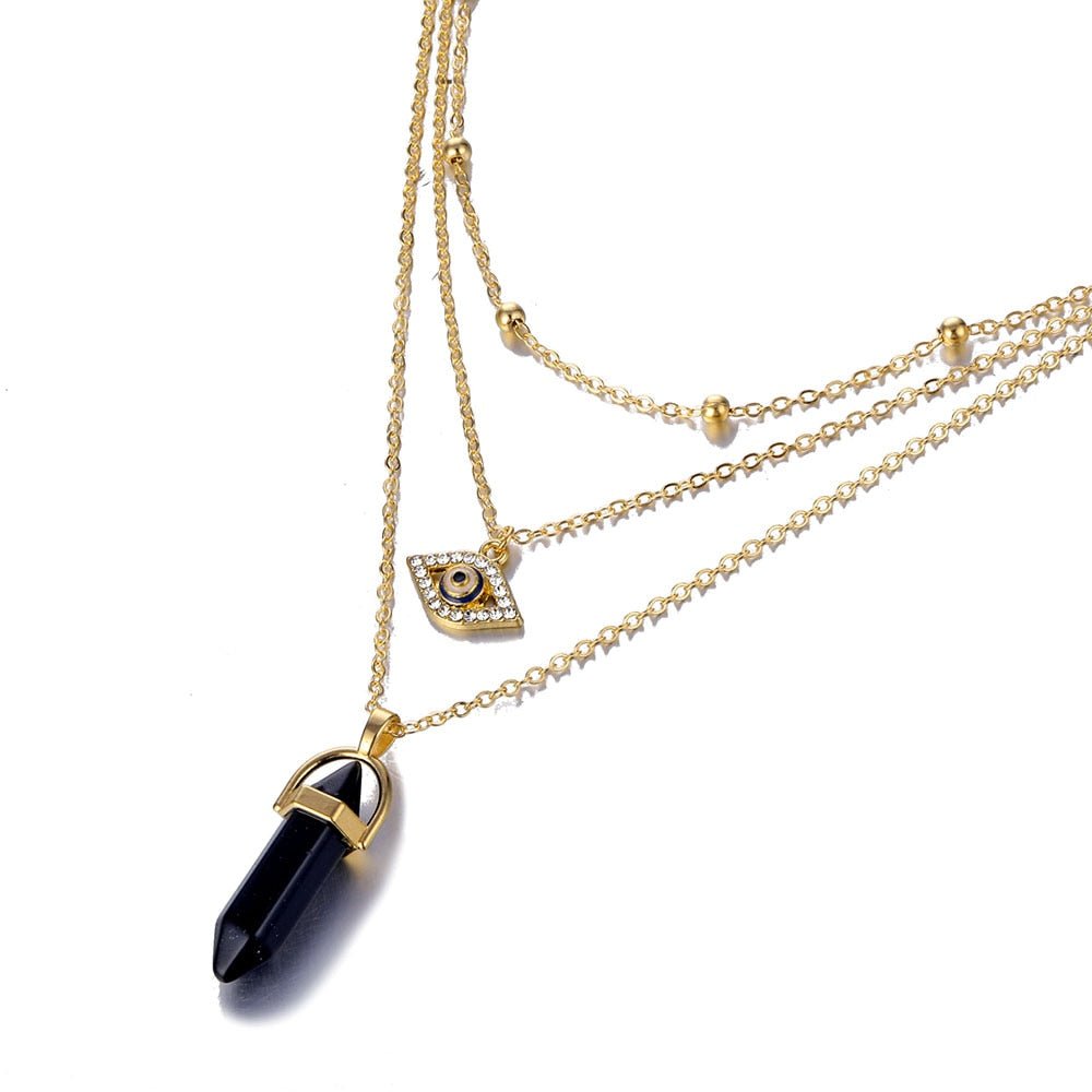 Fnio Crystal Pendant Necklace For Women Gold Color Natural Crystal Stone Pendants Choker Clavicle Necklaces - StarJam Gifts