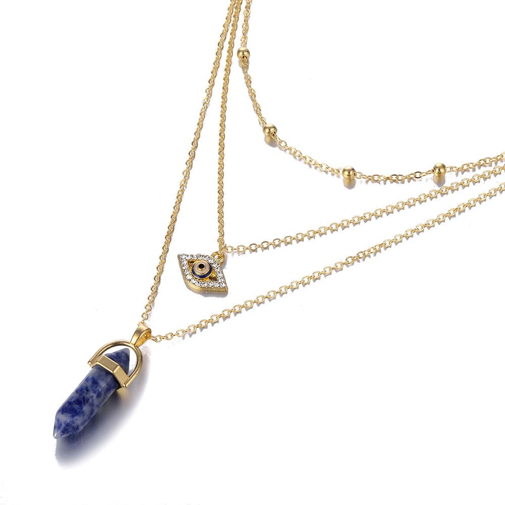 Fnio Crystal Pendant Necklace For Women Gold Color Natural Crystal Stone Pendants Choker Clavicle Necklaces - StarJam Gifts