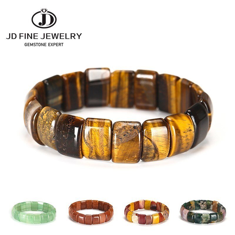 Jd Natural Stone Colorful Tiger Eyes Beads Bangles Men Women Bracelets Handmade Mookiate Jasper Energy Jewelry For Summer Gifts - StarJam Gifts
