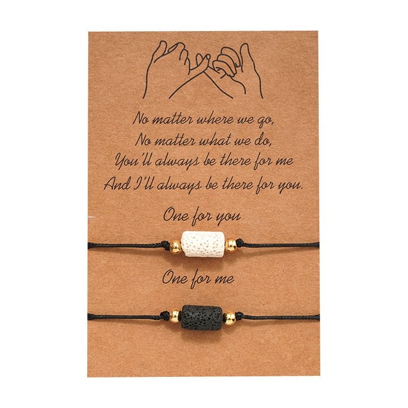New Charm Bracelet For Friendship Couples 2pcs/set Volcanic Stone Bracelet Bead Bangles Women Man Lucky Wish Jewelry - StarJam Gifts