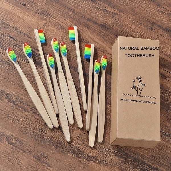 New Design Mixed Color Bamboo Toothbrush Eco Friendly Wooden Tooth Brush Soft Bristle Tip Charcoal Adults Oral Care Toothbrush - StarJam Gifts