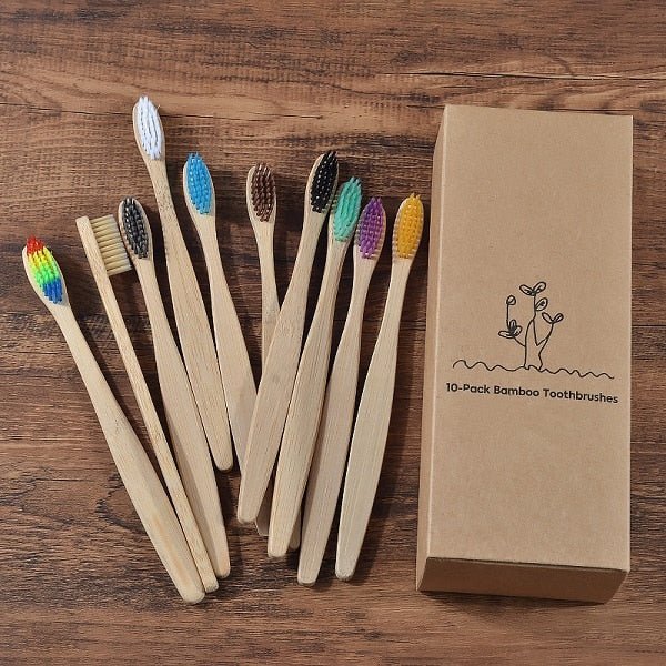 New Design Mixed Color Bamboo Toothbrush Eco Friendly Wooden Tooth Brush Soft Bristle Tip Charcoal Adults Oral Care Toothbrush - StarJam Gifts