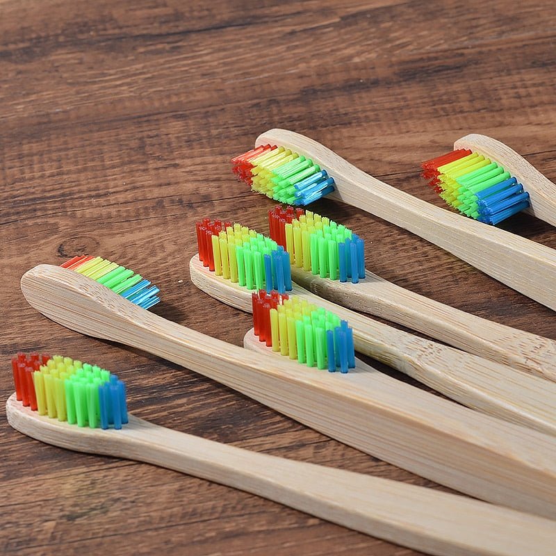 New Design Mixed Color Bamboo Toothbrush Eco Friendly Wooden Tooth Brush Soft Bristle Tip Charcoal Adults Oral Care Toothbrush - StarJam Gifts