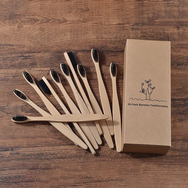 New Design Mixed Color Bamboo Toothbrush Eco Friendly Wooden Tooth Brush Soft Bristle Tip Charcoal Adults Oral Care Toothbrush - StarJam Gifts
