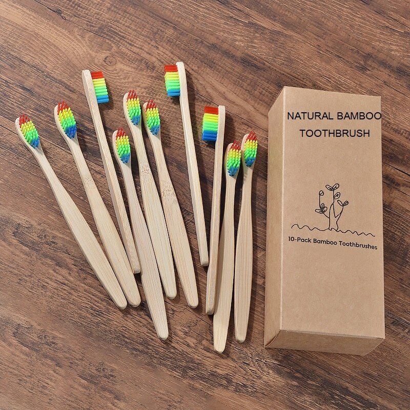 New Design Mixed Color Bamboo Toothbrush Eco Friendly Wooden Tooth Brush Soft Bristle Tip Charcoal Adults Oral Care Toothbrush - StarJam Gifts