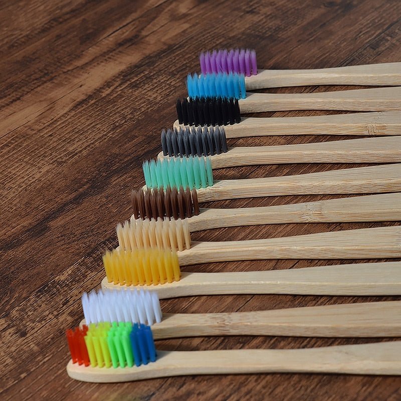 New Design Mixed Color Bamboo Toothbrush Eco Friendly Wooden Tooth Brush Soft Bristle Tip Charcoal Adults Oral Care Toothbrush - StarJam Gifts