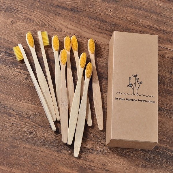 New Design Mixed Color Bamboo Toothbrush Eco Friendly Wooden Tooth Brush Soft Bristle Tip Charcoal Adults Oral Care Toothbrush - StarJam Gifts