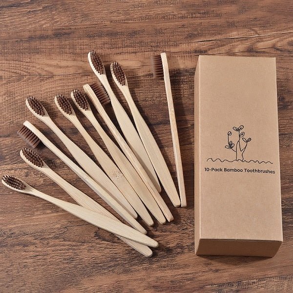 New Design Mixed Color Bamboo Toothbrush Eco Friendly Wooden Tooth Brush Soft Bristle Tip Charcoal Adults Oral Care Toothbrush - StarJam Gifts