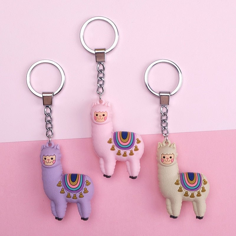 New Qualitied Original Cartoon Lamb Cute Luck Zodiac Alpaca Keychain Key Ring Simulation Animals Pendant Jewelry Birthday Gift - StarJam Gifts