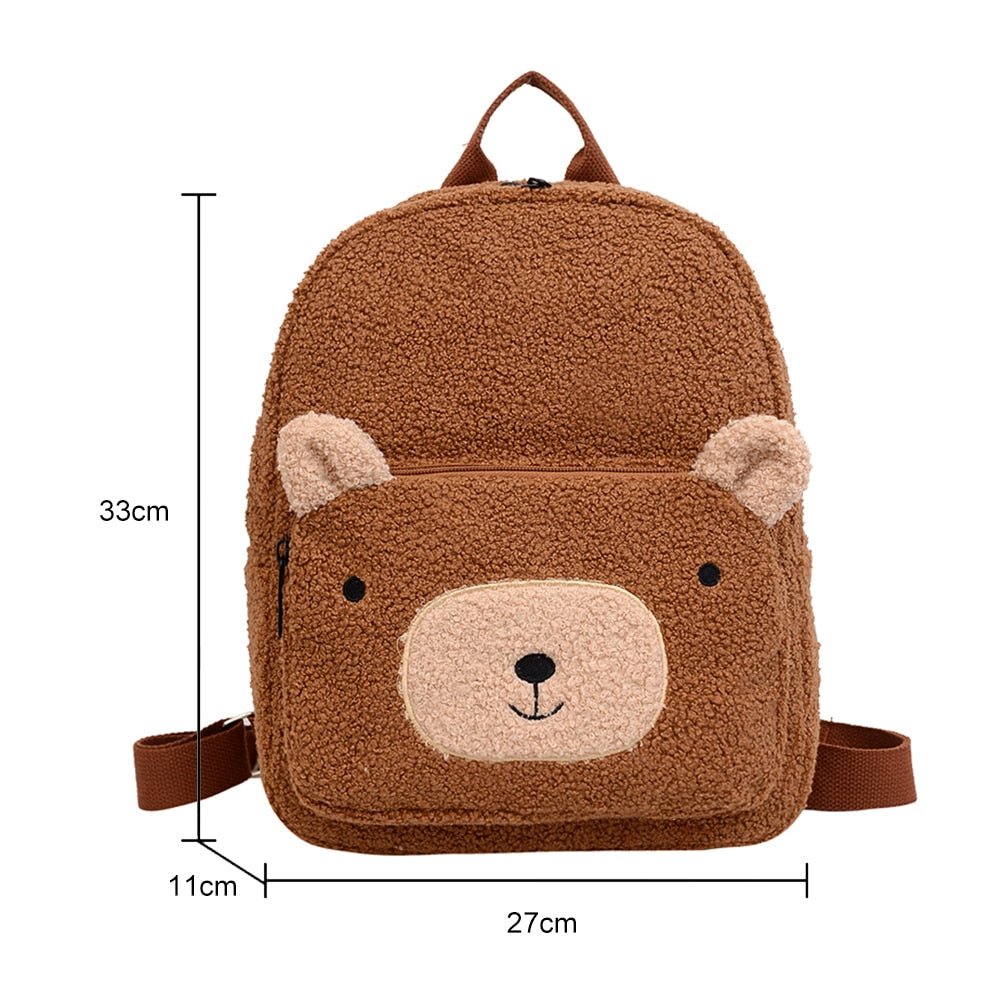 Portable Children Travel Shopping Rucksacks Casual Autumn Winter Lamb Fleece Women's Bagpack Cute Bear Shaped Shoulder Backpack - StarJam Gifts