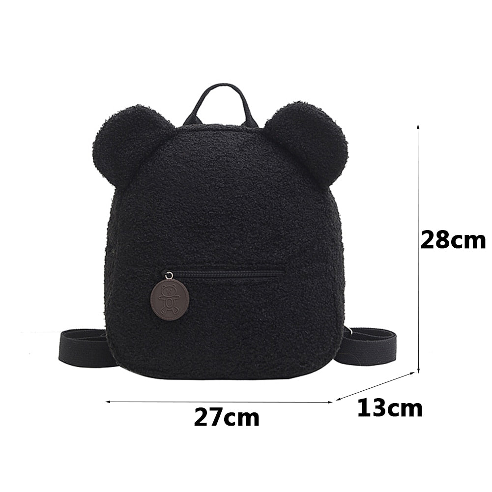 Portable Children Travel Shopping Rucksacks Casual Autumn Winter Lamb Fleece Women's Bagpack Cute Bear Shaped Shoulder Backpack - StarJam Gifts
