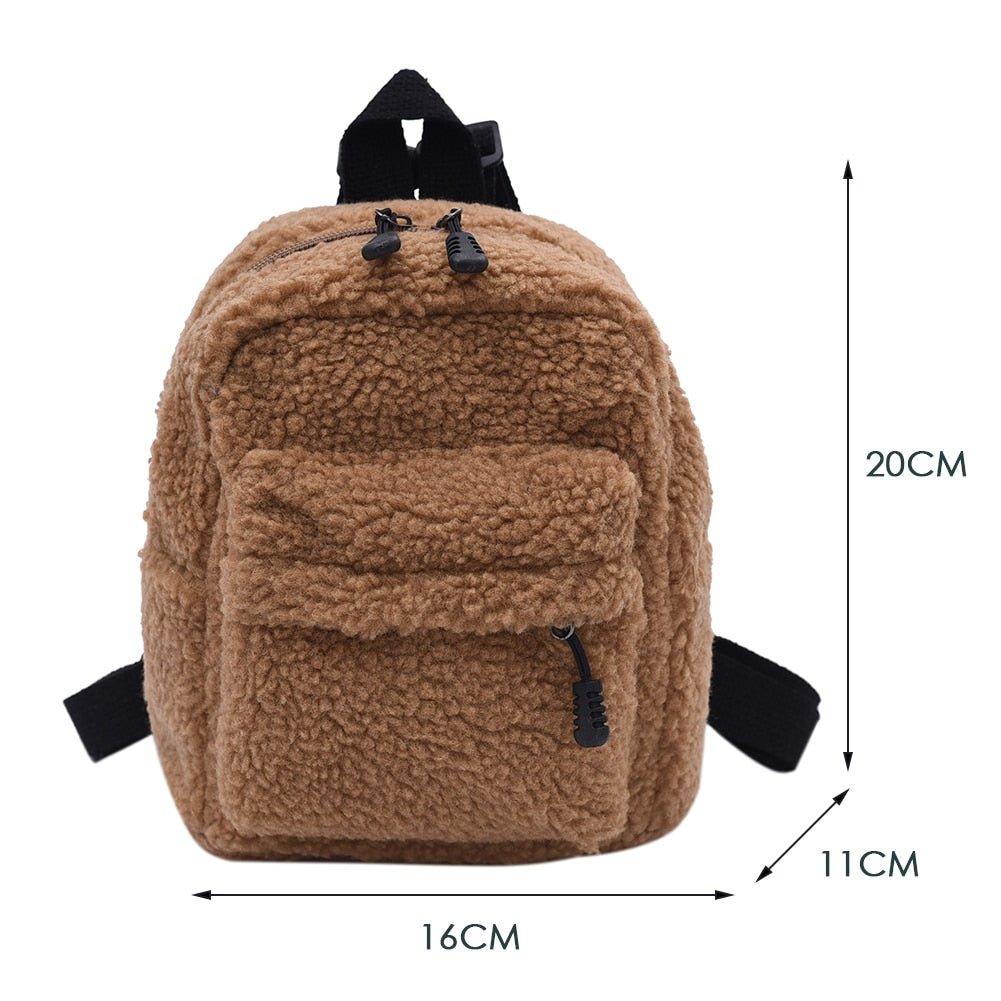 Portable Children Travel Shopping Rucksacks Casual Autumn Winter Lamb Fleece Women's Bagpack Cute Bear Shaped Shoulder Backpack - StarJam Gifts