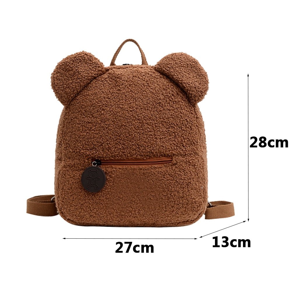 Portable Children Travel Shopping Rucksacks Casual Autumn Winter Lamb Fleece Women's Bagpack Cute Bear Shaped Shoulder Backpack - StarJam Gifts