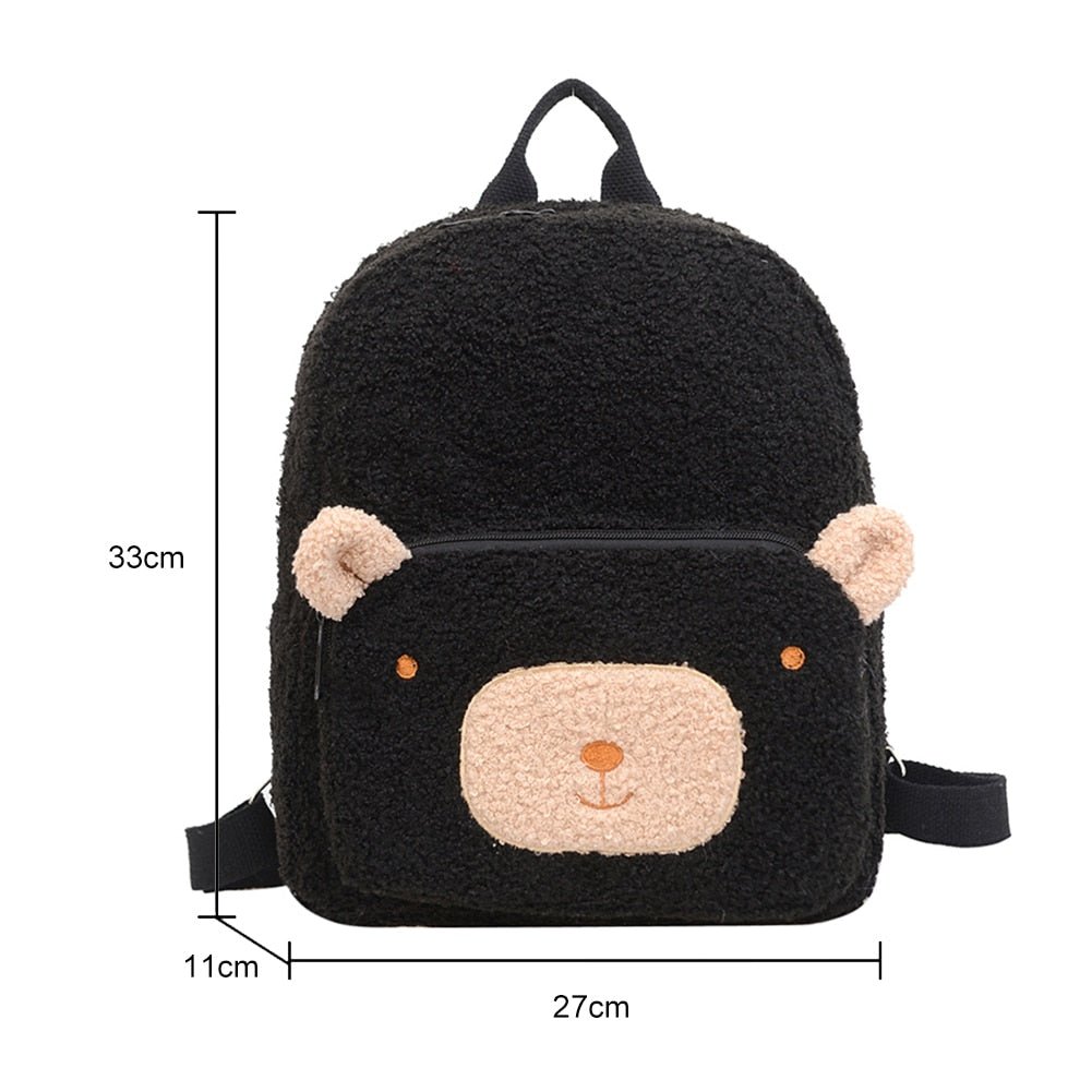 Portable Children Travel Shopping Rucksacks Casual Autumn Winter Lamb Fleece Women's Bagpack Cute Bear Shaped Shoulder Backpack - StarJam Gifts