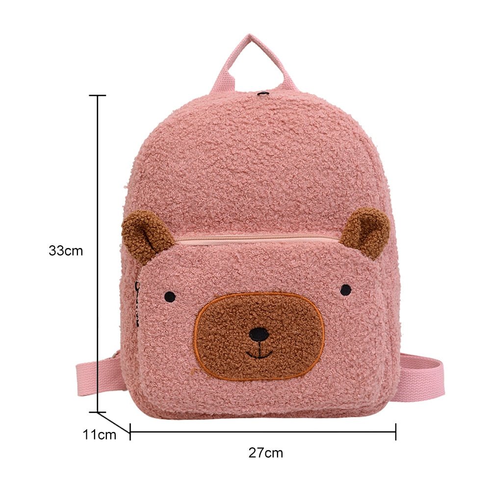 Portable Children Travel Shopping Rucksacks Casual Autumn Winter Lamb Fleece Women's Bagpack Cute Bear Shaped Shoulder Backpack - StarJam Gifts