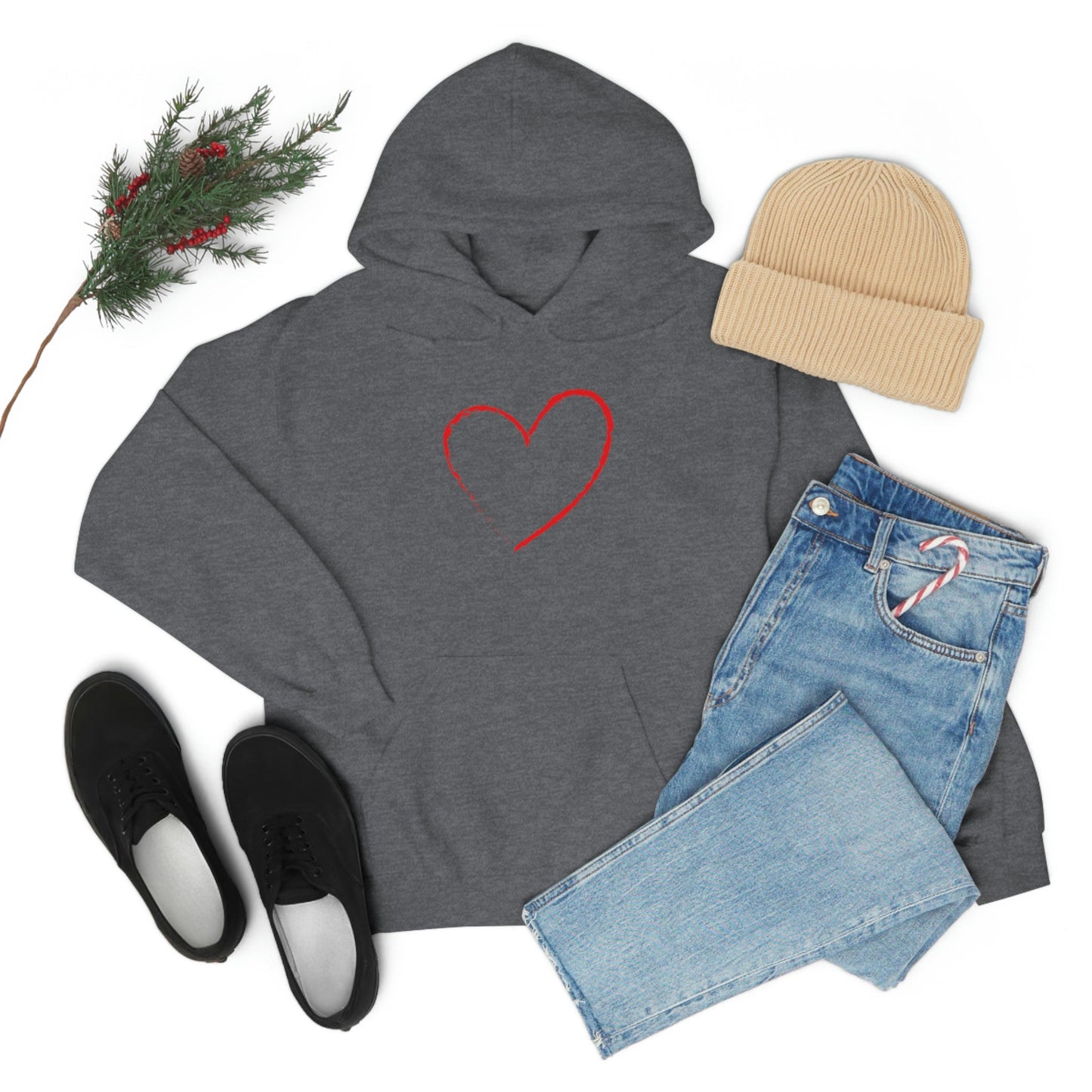 Red Heart - Ladies Hoodie, Mens Hoodie, Trending, Love Heart, Fashion, Hooded Pullover, Sweatshirt, Hoody, Heavy Blend Hooded Sweatshirt | Comfortable Hoodie - StarJam Hoodie