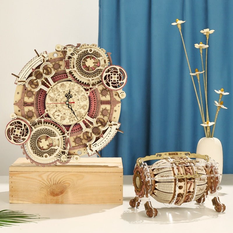 Robotime Zodiac Wall Clock Time Art 3d Wooden Puzzle Model Building Block Kits Diy Gift For Children Kid Adult Home Decor Clock - StarJam Gifts
