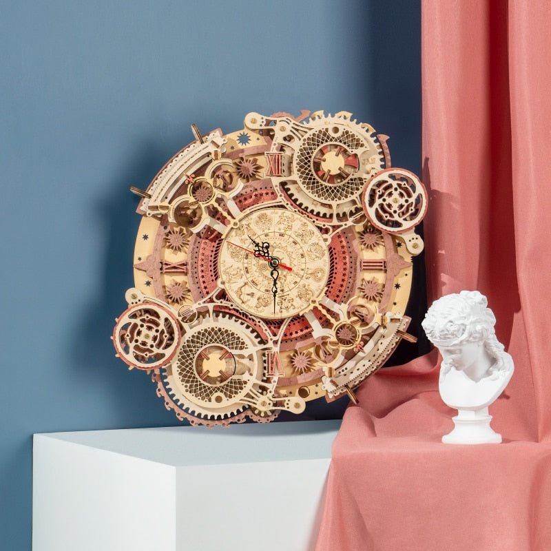 Robotime Zodiac Wall Clock Time Art 3d Wooden Puzzle Model Building Block Kits Diy Gift For Children Kid Adult Home Decor Clock - StarJam Gifts