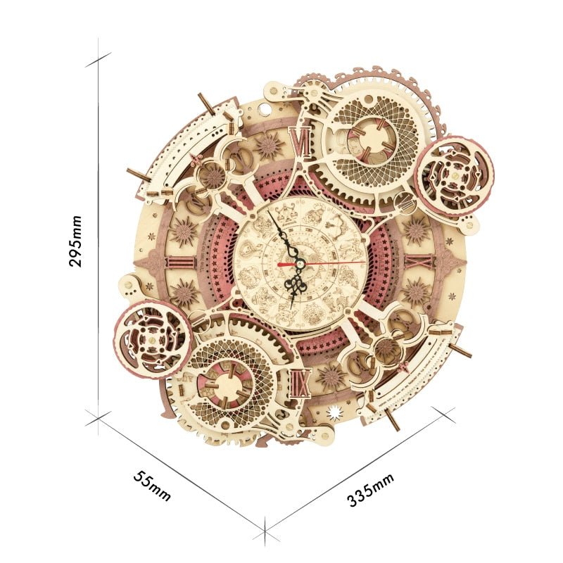Robotime Zodiac Wall Clock Time Art 3d Wooden Puzzle Model Building Block Kits Diy Gift For Children Kid Adult Home Decor Clock - StarJam Gifts