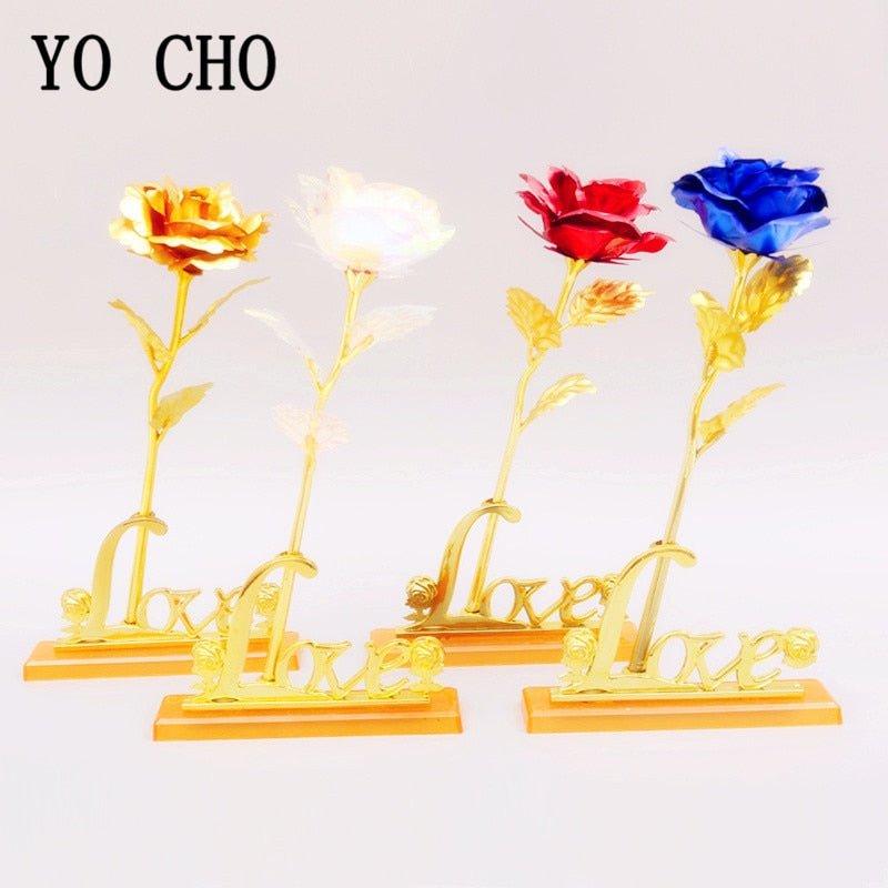 Valentine's Day Creative Gift 24k Foil Plated Rose Gold Rose Lasts Forever Love Wedding Decor Lover Lighting Roses Creative Gift - StarJam Gifts