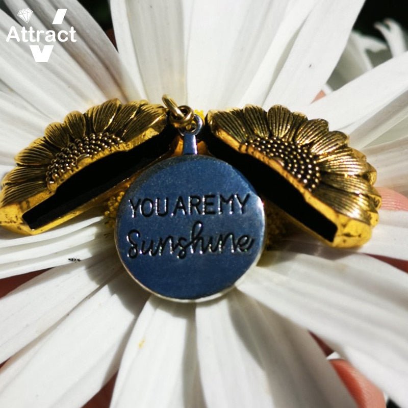 You Are My Sunshine Open Locket Sunflower Pendant Necklace Boho Jewelry Best Friendship Gifts Bff Letter Necklace Collier - StarJam Gifts