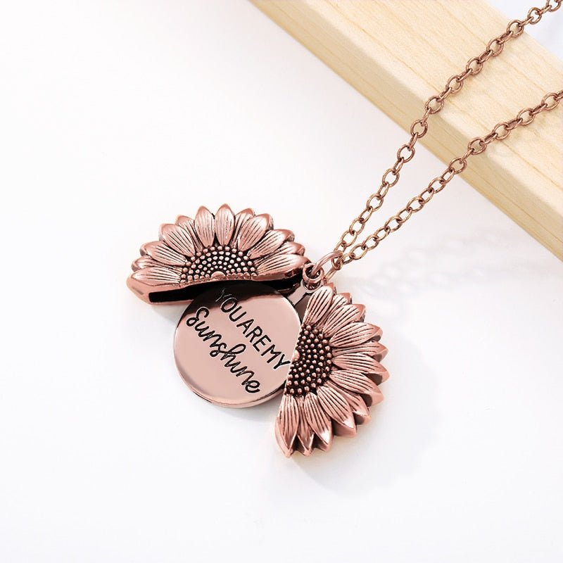 You Are My Sunshine Open Locket Sunflower Pendant Necklace Boho Jewelry Best Friendship Gifts Bff Letter Necklace Collier - StarJam Gifts