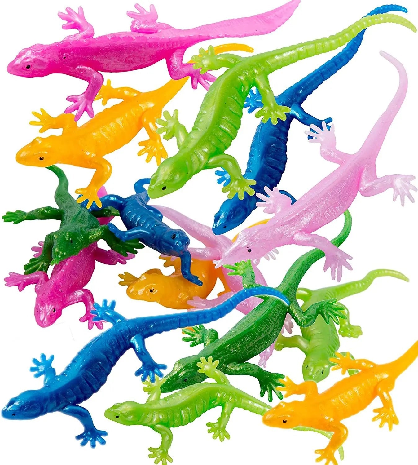 10 Pcs Novelty Funny Colourful Soft Tpr Stretch Lizard Gecko Animal Model Simulation Gecko Halloween Scare Prank Decompress Toys - StarJam