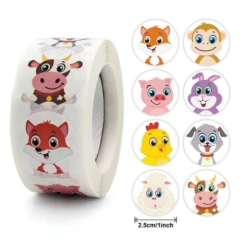 100-500pc Stickers For Children Kids Rolling Animal Roll Stickers Small Cute Toy Game Sticker Diy Gift Sealing Label Decoration - StarJam