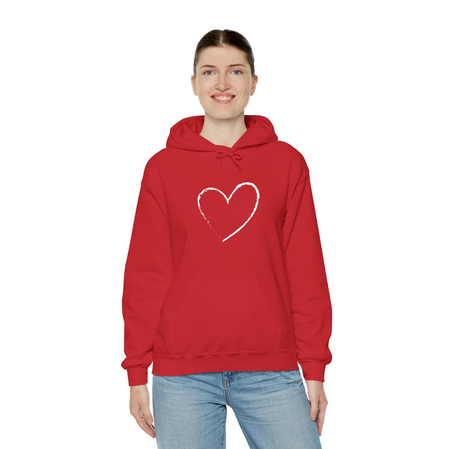 White Heart Unisex Hoodie - Ladies and Mens Hooded Sweatshirt