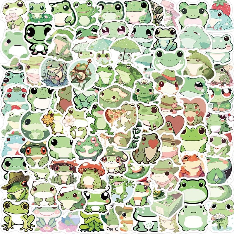 10/30/100pcs Cute Little Frog Pvc Sticker Aesthetic Stationery School Supplies Diy Decoration Korean Scrapbooking For Kids - StarJam