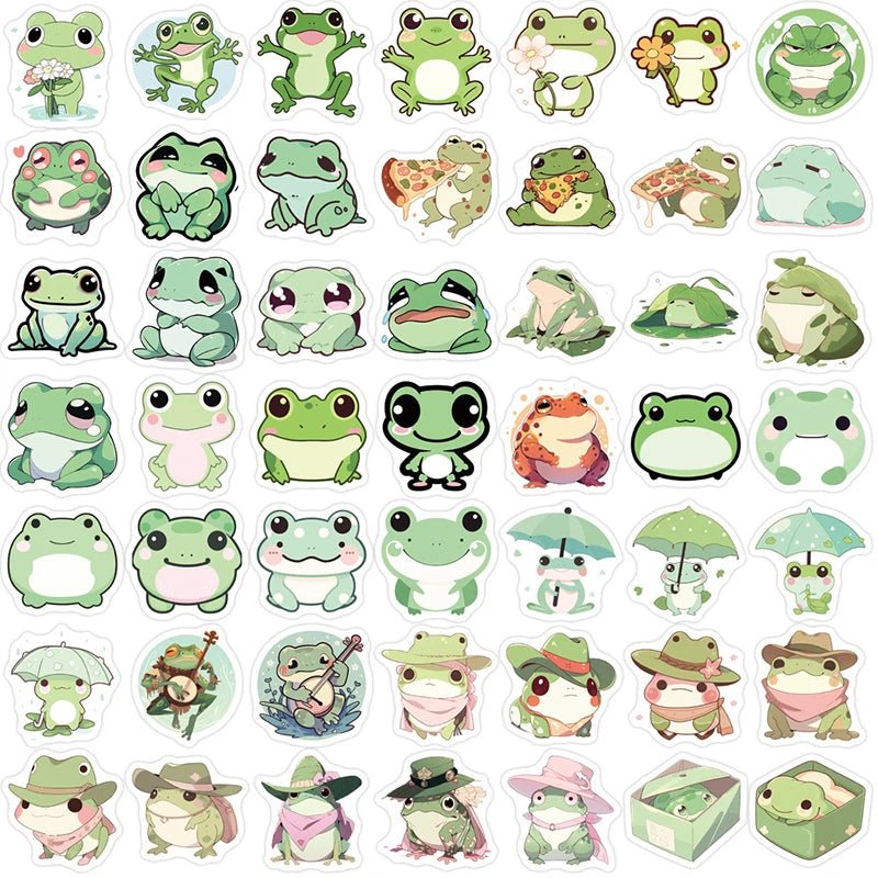 10/30/100pcs Cute Little Frog Pvc Sticker Aesthetic Stationery School Supplies Diy Decoration Korean Scrapbooking For Kids - StarJam