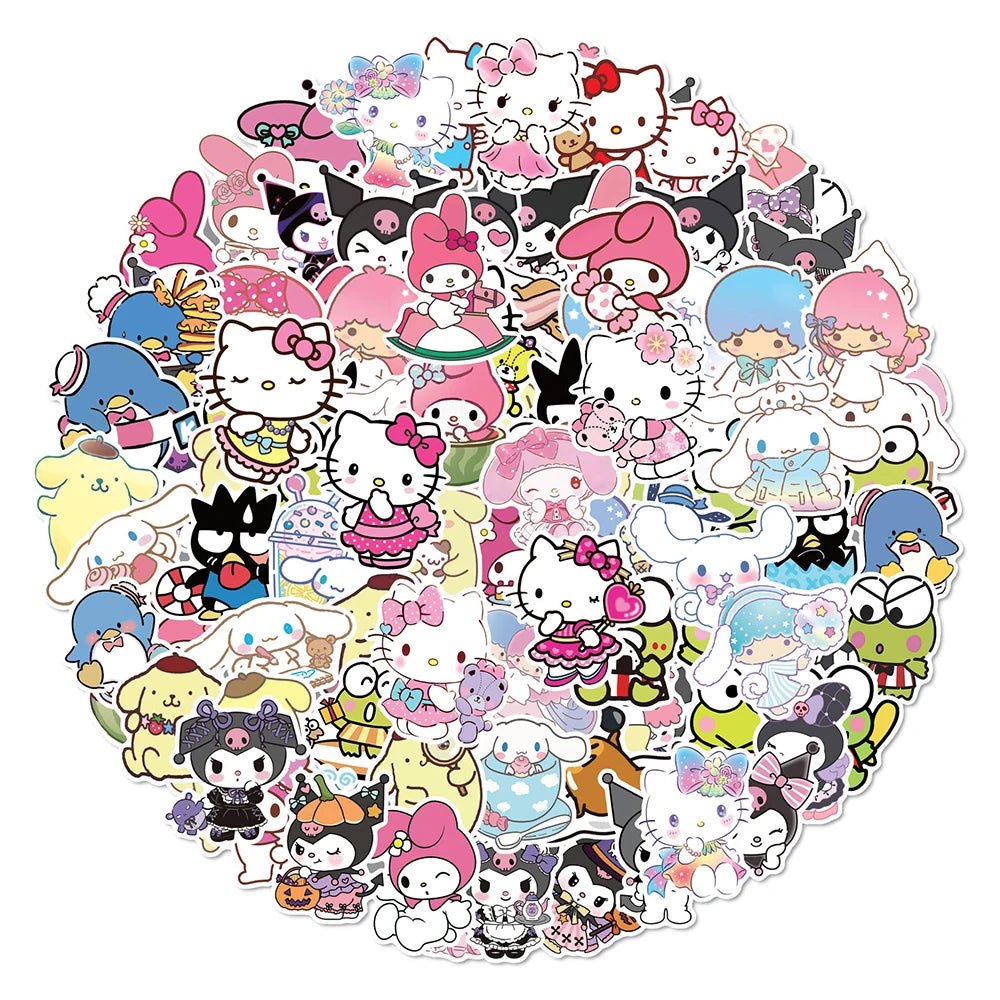 10/30/50/100pcs Mixed Cute Sanrio Stickers Cinnamoroll Hellokitty Kuromi Decals Diy Phone Luggage Laptop Guitar Sticker Kids Toy - StarJam